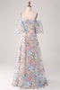 Load image into Gallery viewer, A-Line Apricot Flower Off the Shoulder Long Corset Formal Dress