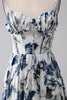Load image into Gallery viewer, Pleated Blue Printed Corset Long Formal Dress with Slit