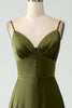 Load image into Gallery viewer, Olive A-Line Spaghetti Straps Satin Long Bridesamid Dress