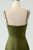 Load image into Gallery viewer, Olive A-Line Spaghetti Straps Satin Long Bridesamid Dress