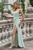 Load image into Gallery viewer, A Line Spaghetti Straps Matcha Long Bridesmaid Dress with Lace Up Back
