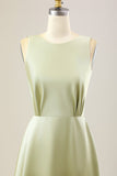 Dusty Sage A Line Long Chiffon Bridesmaid Dress