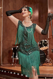 Blue Apricot Gatsby 1920s Dress with Sequins and Fringes