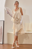 Blue Apricot Gatsby 1920s Dress with Sequins and Fringes