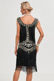 Champagne Gatsby 1920s Flapper Dress with Sequins and Fringes