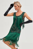 Champagne Gatsby 1920s Flapper Dress with Sequins and Fringes