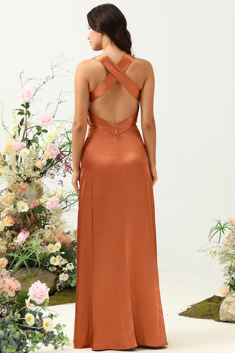 burnt orange bridesmaid dress australia Burnt Orange Mismatched Charming Autumn Wedding Party Bridesmaid Dresses,  CB0321 main image 1