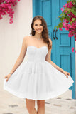 White Corset Detachable Long Sleeves Little White Dress