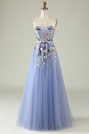 A Line Sweetheart Lavender Long Formal Dress with Appliques