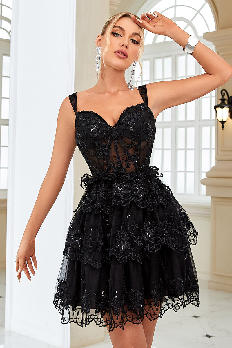 Load image into Gallery viewer, A Line Off the Shoulder Blue Corset Short Formal Dress with Lace