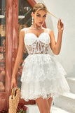 Cute A Line Off the Shoulder Pink Corset Short Formal Dress with Lace