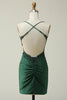 Load image into Gallery viewer, Sparkly Sheath Spaghetti Straps Dark Green Short Formal Dress with Appliques