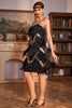 Load image into Gallery viewer, Sparkly Black and Golden Fringed Sequins 1920s Flapper Dress