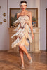 Load image into Gallery viewer, Sparkly Champagne Fringed Sequins 1920s Gatsby Dress
