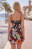 Black Spaghetti Straps Sheath Short Formal Dress with 3D Flowers