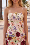 Black Spaghetti Straps Sheath Short Formal Dress with 3D Flowers