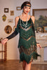 Load image into Gallery viewer, Sparkly Dark Green Sequined Fringed 1920s Gatsby Dress