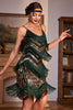 Load image into Gallery viewer, Sparkly Dark Green Sequined Fringed 1920s Gatsby Dress