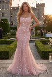 Sparkly Light Blue Floral Beaded Mermaid Long Formal Dress