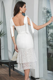 White Bodycon Tiered Engagement Party Dress With Lace