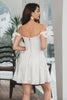 Load image into Gallery viewer, White A-Line Corset Short Graduation Dress with Ruffles