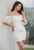 Load image into Gallery viewer, White Bodycon Ruffled Short Graduation Dress