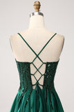 Dark Green A-Line Spaghetti Straps Long Formal Dress