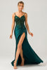 Load image into Gallery viewer, Sparkly Dark Green Mermaid Sequin Pleated Corset Long Formal Dress With Slit