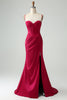 Load image into Gallery viewer, Burgundy Mermaid Spaghetti Straps Long Corset Formal Dress with Slit