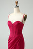 Load image into Gallery viewer, Burgundy Mermaid Spaghetti Straps Long Corset Formal Dress with Slit