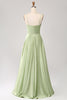 Load image into Gallery viewer, Dusty Sage A Line Cowl Neck Satin Long Formal Dress with Pleated