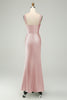 Load image into Gallery viewer, Mermaid Dusty Rose Long Bridesmaid Dress with Eyelash Lace