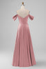 Load image into Gallery viewer, Off the Shouder Dusty Sage A Line Satin Long Bridesmaid Dress