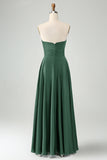 A Line Dusty Sage Sweetheart Keyhole Long Bridesmaid Dress