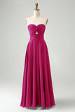 A Line Dusty Sage Sweetheart Keyhole Long Bridesmaid Dress