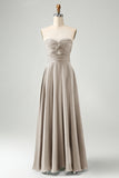 A Line Dusty Sage Sweetheart Keyhole Long Bridesmaid Dress