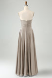 A Line Dusty Sage Sweetheart Keyhole Long Bridesmaid Dress