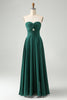 Load image into Gallery viewer, Dark Green A Line Sweetheart Keyhole Long Bridesmaid Dress