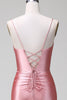 Load image into Gallery viewer, Blush Mermaid Spaghetti Straps Satin Formal Dress with Slit