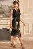 Load image into Gallery viewer, Green V-neck Sparkly Fringes 1920s Dress with Accessories Set