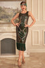 Load image into Gallery viewer, Fringes Green Sequins Sleeveless Flapper Dress with Accessories Set