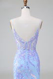 Blue Sequins Corset Open Back Short Cocktail Dress with Embroidery