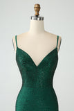 Dark Green Bodycon Spagehtti Straps Backless Cocktail Dress with Beading