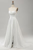 Load image into Gallery viewer, Elegant White A Line Strapless Pleated Sweep Train Bridal Dress With Split
