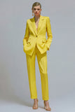 Orange Notched Lapel 2-piece One Button Women's Work Suits