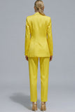 Orange Notched Lapel 2-piece One Button Women's Work Suits