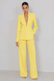 2 Piece Ivory Peaked Lapel Women's Business Suits with Pockets