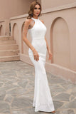 Black Halter Sequins Mermaid Long Choir Dress