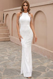 Black Halter Sequins Mermaid Long Choir Dress