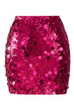 Women's Glamorous Large Sequin Mini High Waisted Sparkly Night Out Skirt